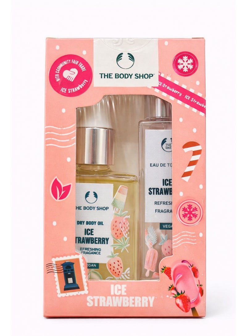 The Body Shop Ice Strawberry Gift Set – Dry Body Oil & Fragrance Mist - Image 1